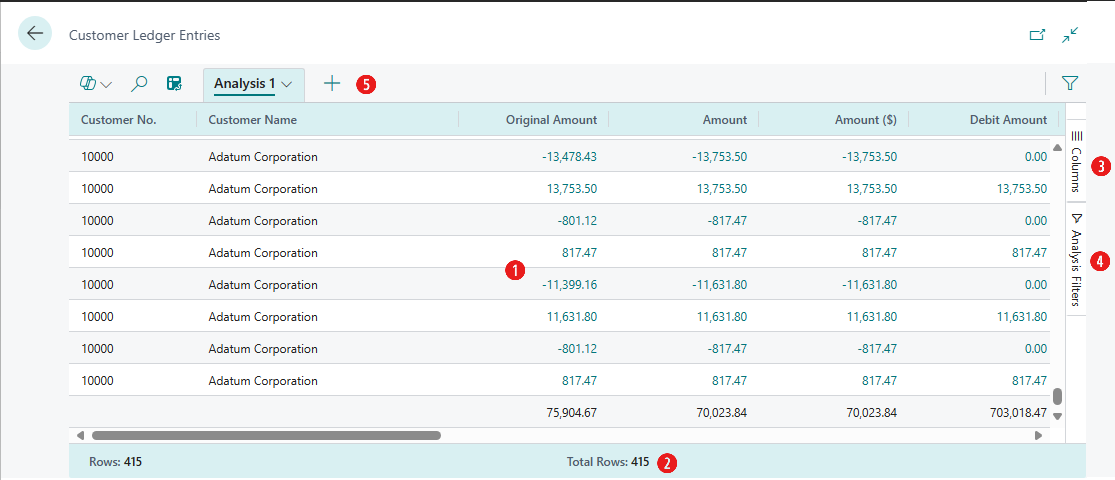 Pokazuje przegląd strony w trybie analizy