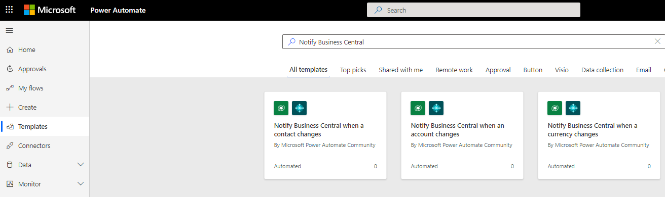 Słowa kluczowe do wyszukania szablonu przepływu.