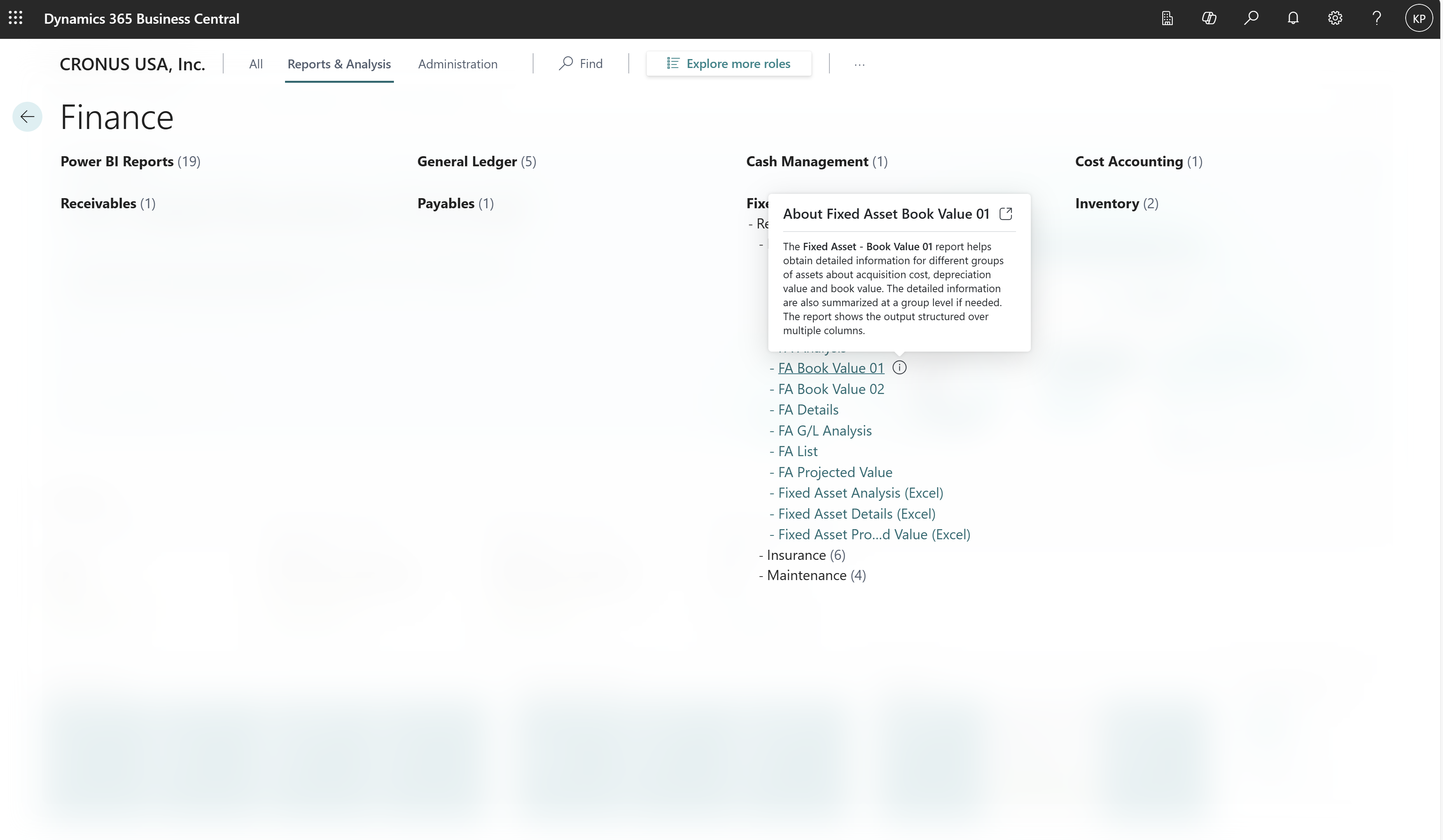 Przykład wyświetlania okna z dodatkowymi informacjami dla elementu w eksploratorze ról.