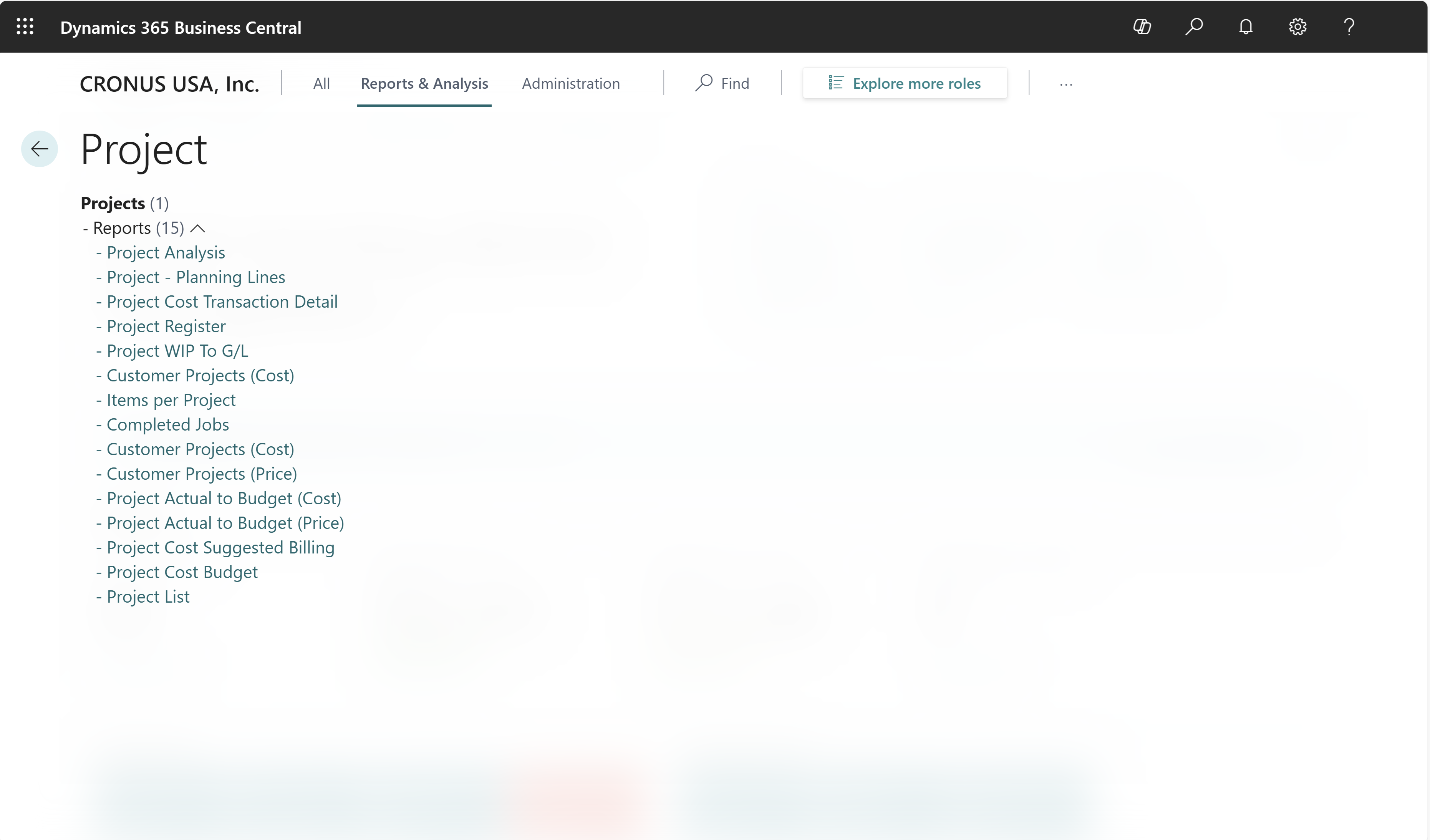 Przykład raportów w centrum ról sprzedaży.